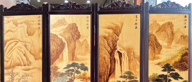 南阳烙画——木板屏风